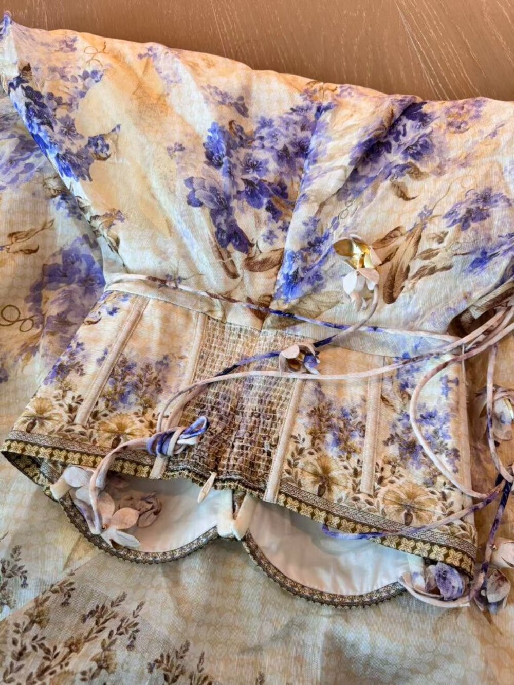 Zimmermann Dawning Dress in Cream and Purple - Picture 9 of 13